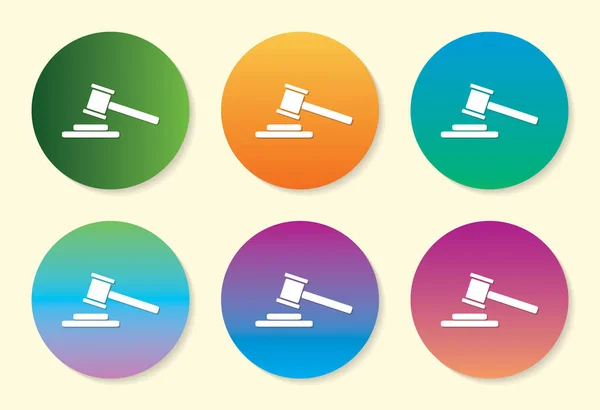 Martelo juiz seis design ícone gradiente de cor . — Vetor de Stock