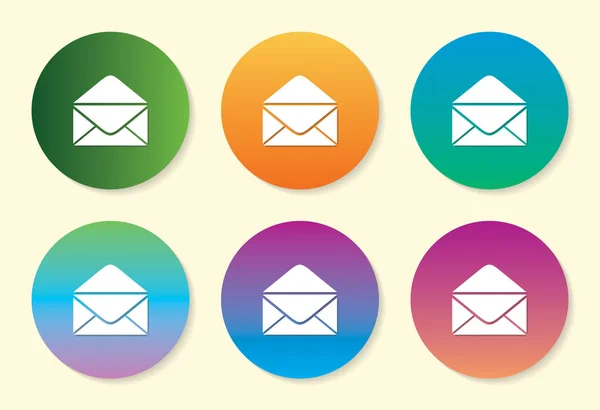 Open Mail six couleurs dégradé icône design . — Image vectorielle