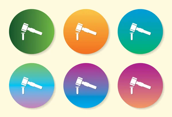 Marteau & ciseau six couleurs dégradé icône design . — Image vectorielle