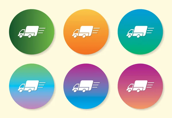 Delivery Van six color gradient icon design. — Stock Vector