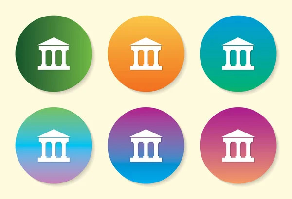 Bank six color gradient icon design. — Stock Vector