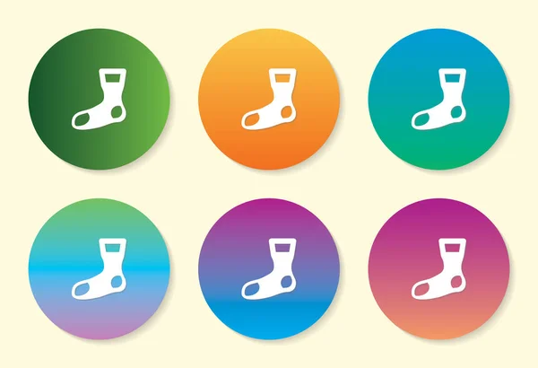 Socks six color gradient icon design. — Stock Vector