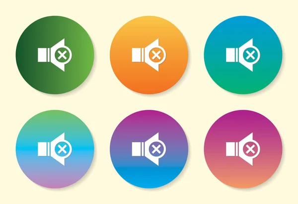 Icon-Design für sechs Farbverläufe stumm schalten. — Stockvektor