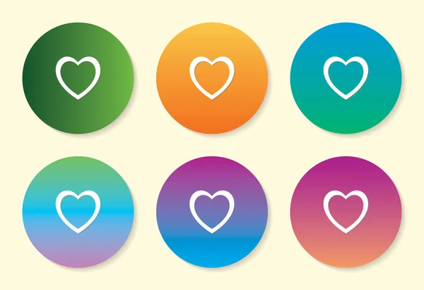 Heart six color gradient icon design. — Stock Vector
