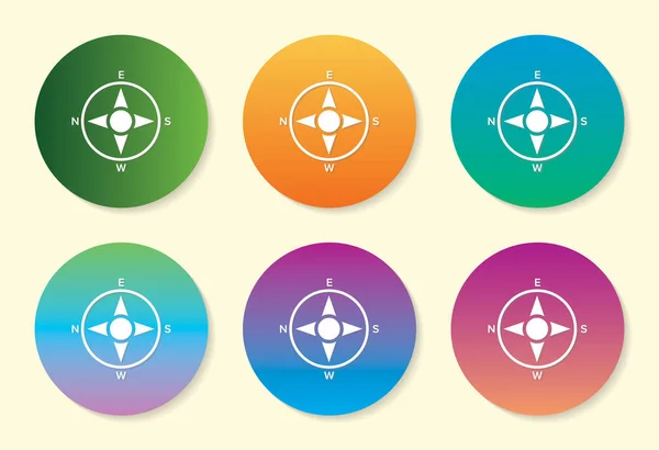 Direction Compass six color gradient icon design. — Stock Vector