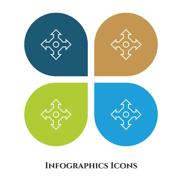 Quattro lati freccia vettoriale Illustrazione icona a tutti gli effetti. Isola — Vettoriale Stock