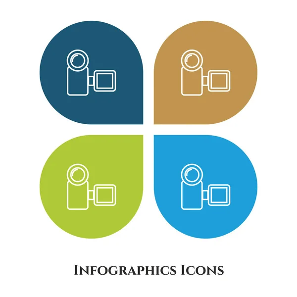Videocamera Vector Illustratie pictogram voor alle doeleinden. Geïsoleerd op 4 verschillende achtergronden. — Stockvector
