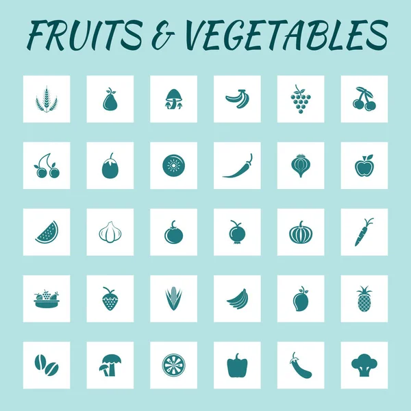 Very Useful Editable Fruits Vegetable Icon Set — Stock Vector