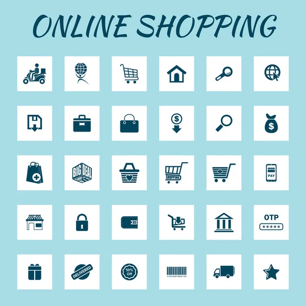 Very Useful Editable Online Shopping Icon Set — Stock Vector