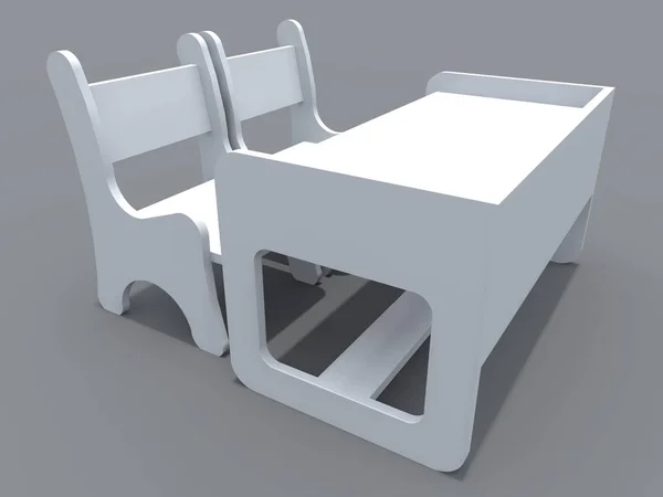Visualización en 3D de un moderno y confortable conjunto de mobiliario infantil —  Fotos de Stock