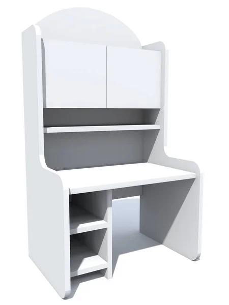 Visualización 3D de una mesa moderna y confortable con estantes —  Fotos de Stock