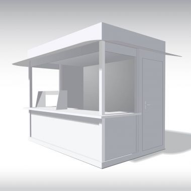 Alışveriş bir köşk sokak ticaret vektör Illustration. Sunum için şablon