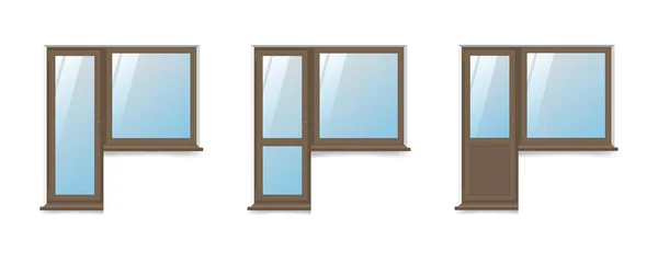 Vektor-Illustration isolierter Balkonblöcke mit Fenstern auf weißem Hintergrund — Stockvektor