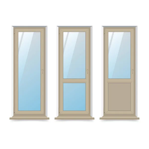 Vector illustration of set of balcony doors on white background — Stock Vector