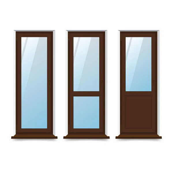 Ilustracja wektorowa zestaw drzwi balkonowe na białym tle — Wektor stockowy