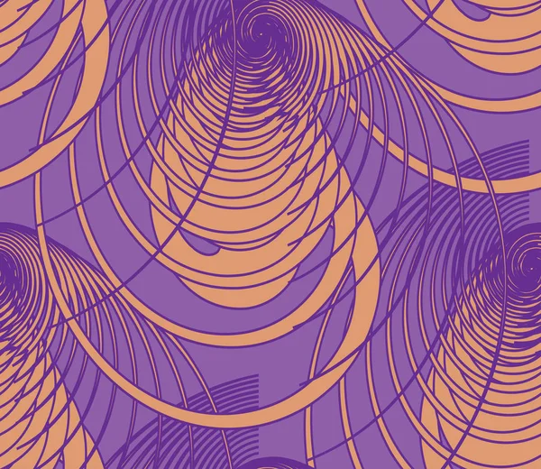 Motif sans couture de spirales orange sur un fond violet — Image vectorielle