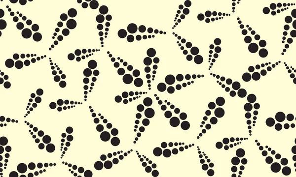 Motif sans couture de formes de points de différentes tailles, noir sur fond beige — Image vectorielle