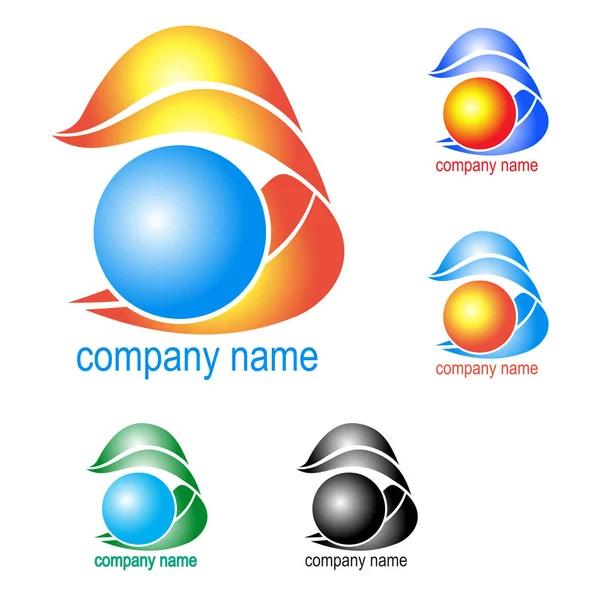 Logo, Feuer und Eis, Wasser und Flamme in verschiedenen Farben — Stockvektor