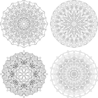 Mandala kontur öğe dekor dekorasyon vektör için