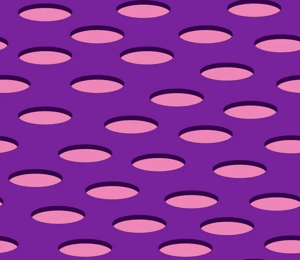 Padrão sem costura de buracos ovais lilás com substrato rosa, para tecido, papel de parede EPS10 — Vetor de Stock