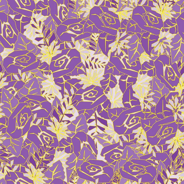 Wzór bezszwowe streszczenie kwiatowy fiolet z żółtym. Tkaniny, Tapety — Wektor stockowy