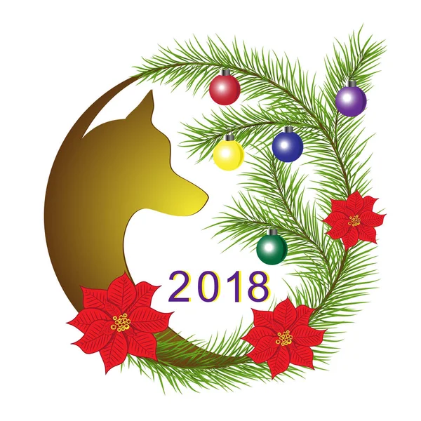 Yıl köpek sembolü ile Noel çelenk