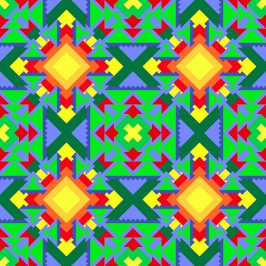 desen sorunsuz çok renkli, süsleme farklı şekiller, geometrik üzerinden. Halılar, ambalaj kağıdı, dekorasyon için.