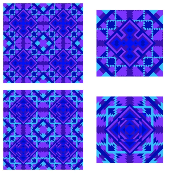 Motif symétrique motif symétrique en bleu pour carreaux, couvre-lits, plaid . — Image vectorielle