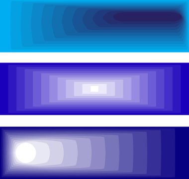 site başlığı için üç Temalar ve arka plan için mavi tonları afiş kümesi.