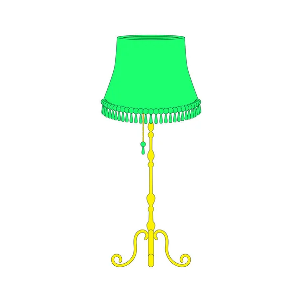 Ilustración lámpara de pie verde aislado, para la decoración — Vector de stock
