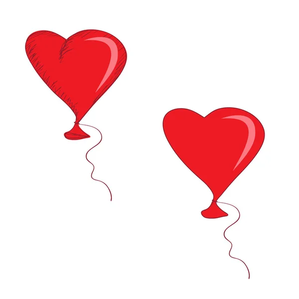 Ballon in Form eines roten Herzens, retro. für Dekoration, Dekoration. — Stockvektor