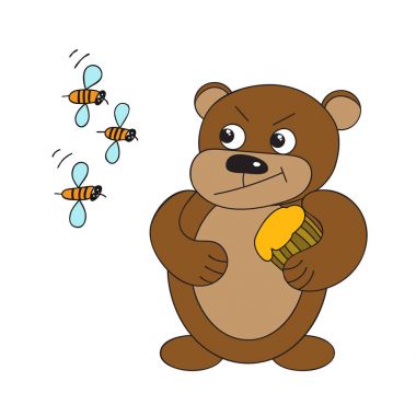 Bal ve arı bir varil ile boz ayı.