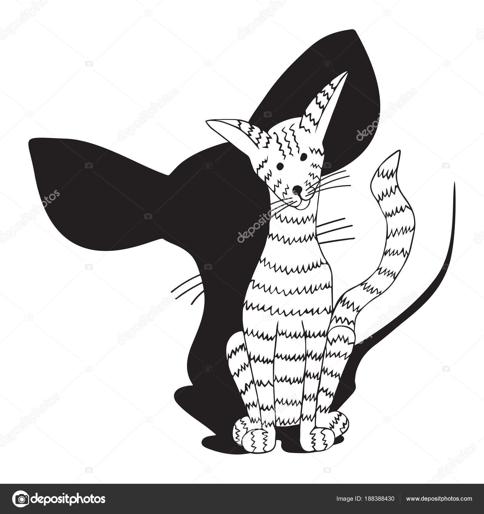 Illustration Vectorielle Dun Chat Noir Et Blanc à Rayures