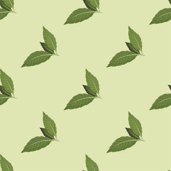 Illustration vectorielle d'un motif sans couture de feuilles de thé sur fond vert . — Image vectorielle