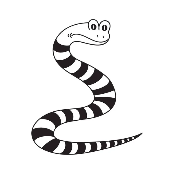 Csíkos fekete-fehér kígyó, elkülönített objektum. — Stock Vector