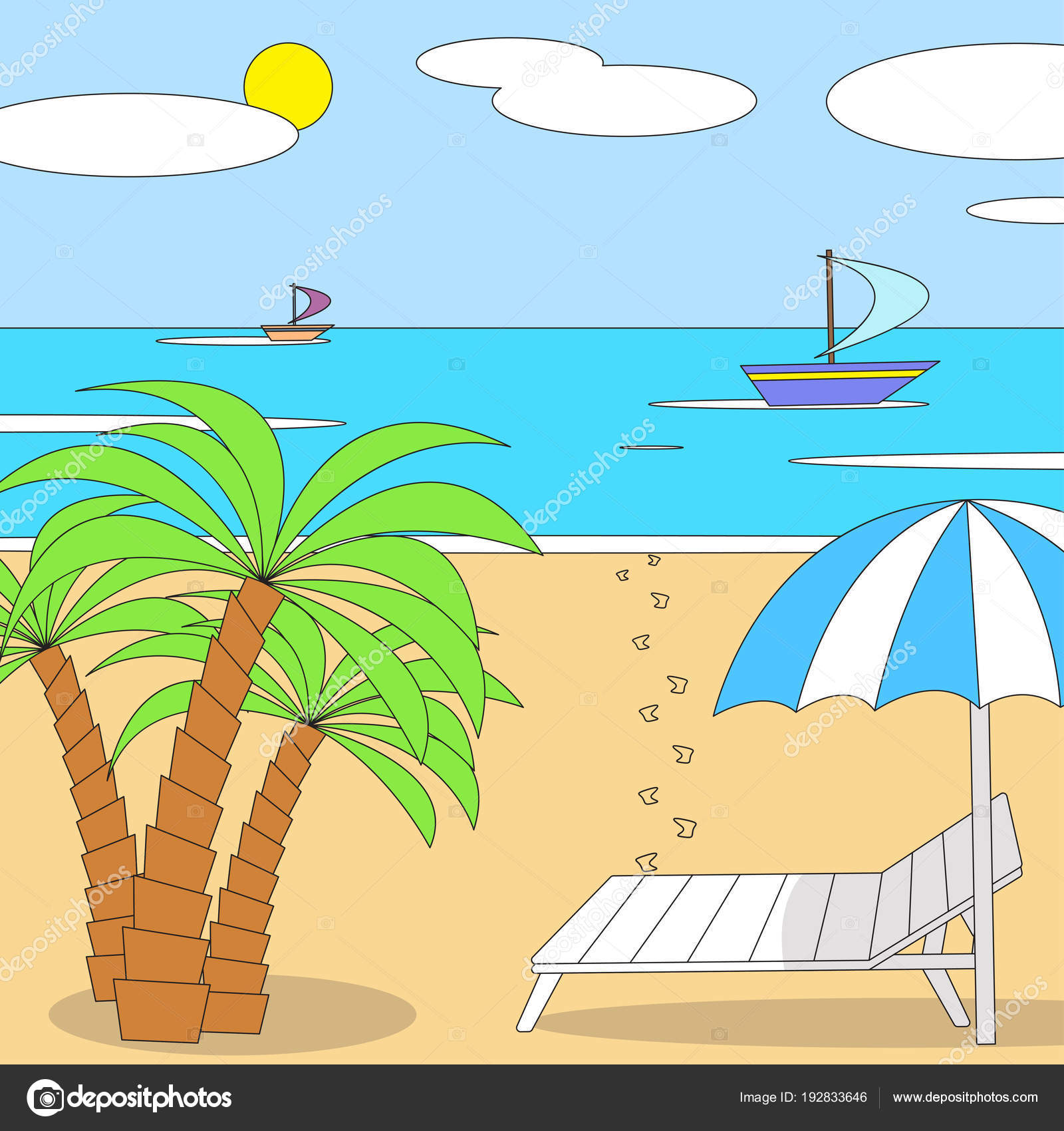 Vector Illustration Summer Vacation On The Beach Stock Vector