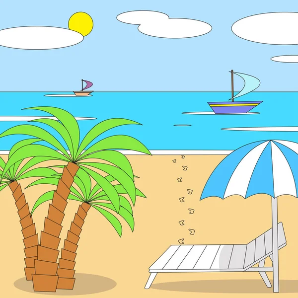 Ilustración vectorial. Vacaciones de verano en la playa . — Vector de stock