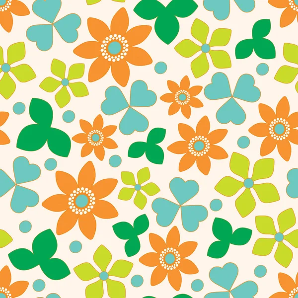 A pattern is seamless from flowers and leaves of different colors. — Stock Vector