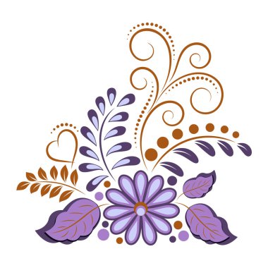 Çiçek yaprakları ve bukleler. Çiçek kompozisyonu. Vektör illüstrasyonu.