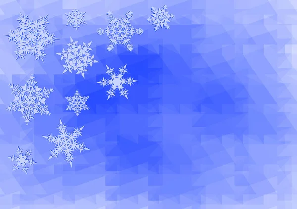 L'abstraction. Flocons de neige blancs sur fond bleu . — Image vectorielle