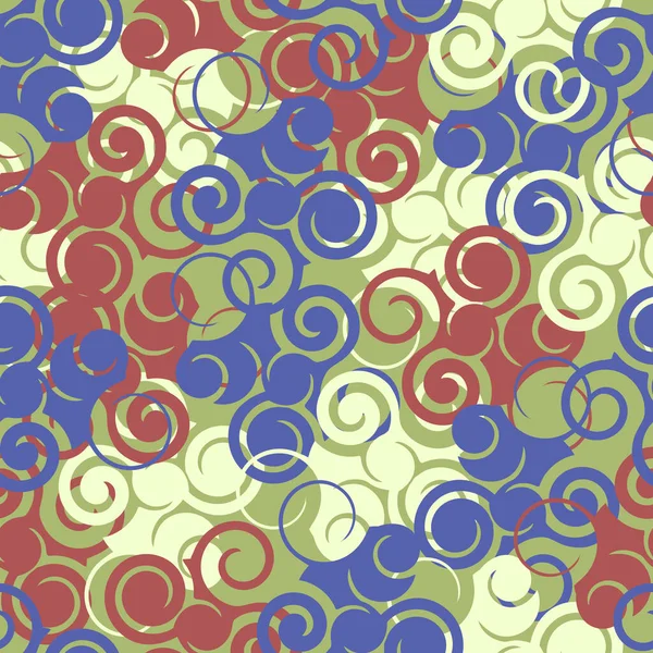 Bezproblemowy abstrakcyjny wzór curl w różnych kolorach. Do tkanin, papieru. — Wektor stockowy