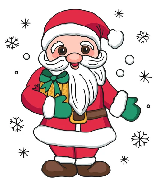 Natal Papai Noel Com Presente Personagem Desenho Animado Engraçado Ilustração — Vetor de Stock