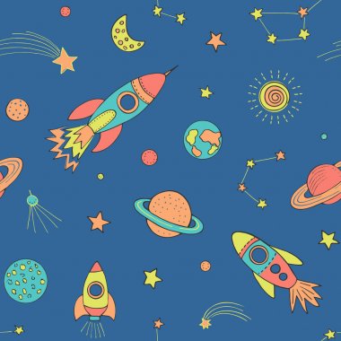 Vurabilir seamless modeli. Çocuk arka plan grafik alanı öğeleri ile. Vektör çizim.
