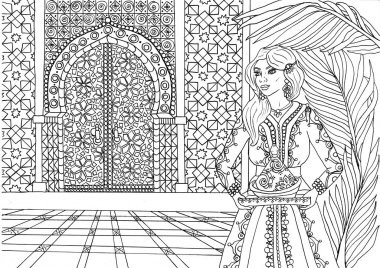 Şirin moda Noel Baba yeni yıl, yılbaşı için Noel ağacı kartpostal yakınındaki