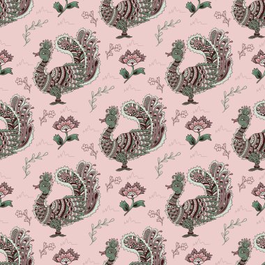 Hint tavus kuşu kabilesi menekşe arkaplan, vektör