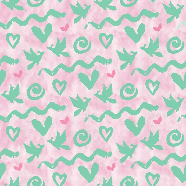 Romantic Valentine love hearts seamless pattern — Stok fotoğraf