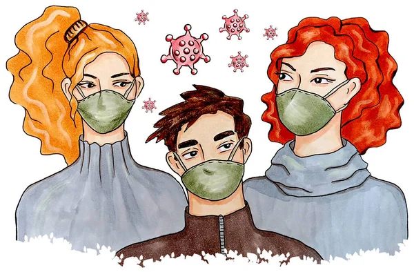 Coronavus sırasında maske takan insanlar, Covid-19