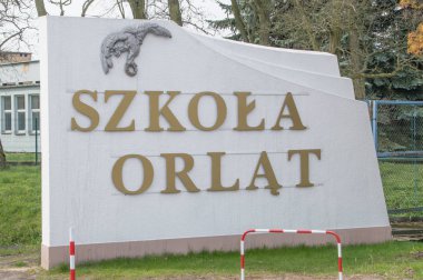 Deblin, Polonya - 19 Nisan 2017: Deblin Orlat Lehçe Hava Harp Okulu hakkında bilgi.