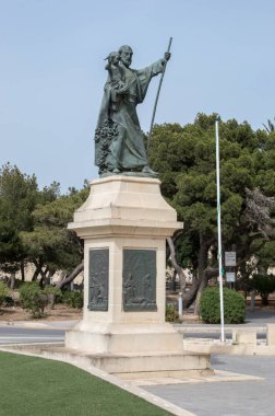 Rabat, Malta - 13 Mayıs 2017: Saint Joseph bebek ile Jesus Chris heykel Rabat,.