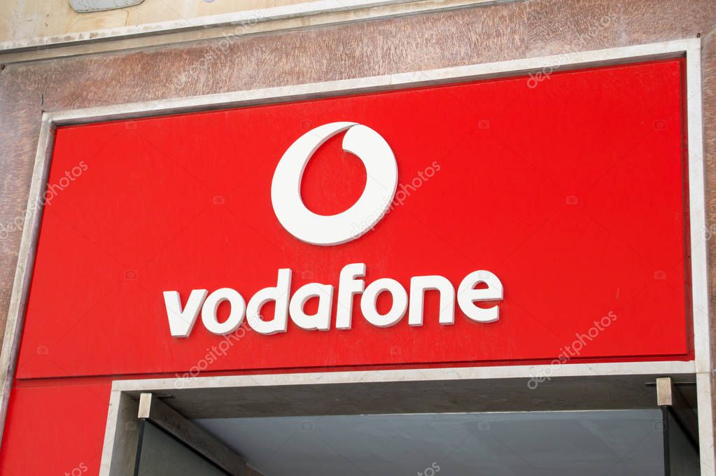 Valletta, Malta - May 9, 2017: Logo of Vodafone.